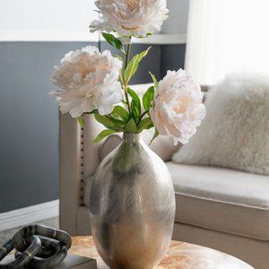 Round Aluminum Vase With Silver Streaks 14"H